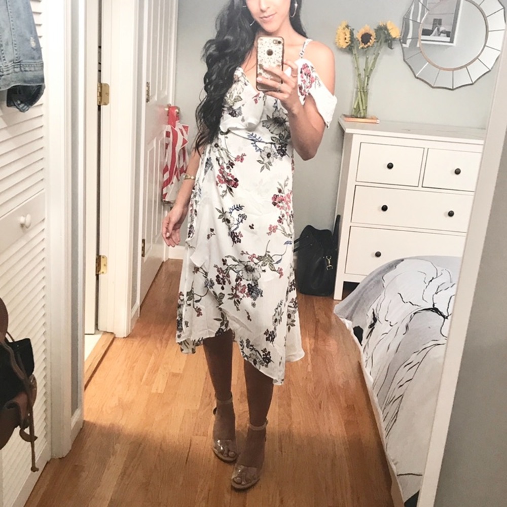 Naanaa Wrap Midi Sundress in Floral